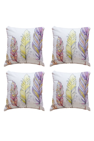 Modern Tarz Dijital Baskılı 4 Lü Dekoratif Kırlent Kılıfı Seti 43x43 Cm Şık Ve Renkli Tasarımlar Beyaz