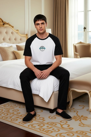 Frm Erkek Reglan Kol Bisiklet Yaka Pijama Fonksiyonel Dayanıklı Kalit Siyah