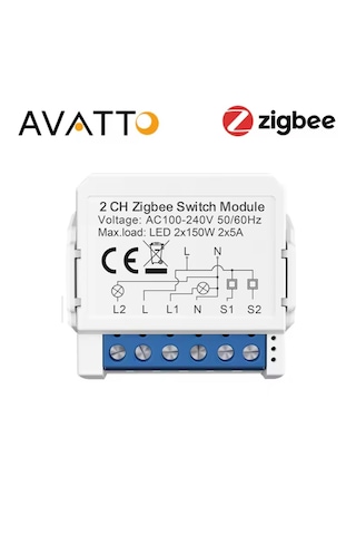 Avatto Tuya 2ch Zigbee Anahtar 2 Kanal Zigbee Röle 1 ADET