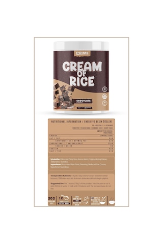 Prime Nutrition Cream Of Rice 750 Gram Chocolate Çikolata Aromalı