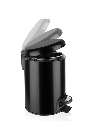 Siliwax Elit İkili Banyo Seti Siyah - Çöp Kovası 3 L + Tuvalet Fırçası Siyah