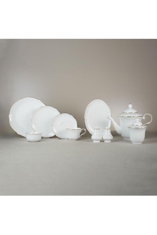 Evaliza Magnolia Premium Gold 36 Parça 6 Kişilik Kahvaltı Takımı Beyaz