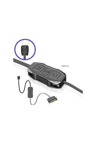 Novahub Coolmoon Ar-1 5v 3pin Argb Led Kontrol Cihazı - Sata 15 Pin Güç - Rgb Fan Şerit Led Denetleyici, Rgb Fan Şerit Destekli