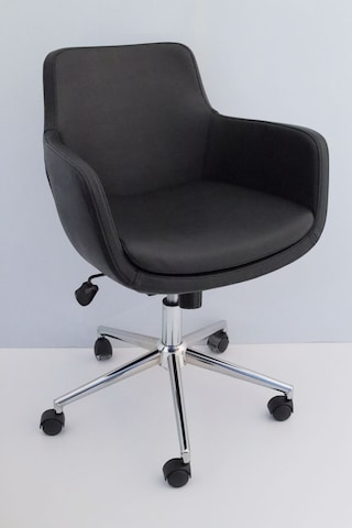 Bulut Siyah Deri Rahat Ofis Çalışma Sandalyesi