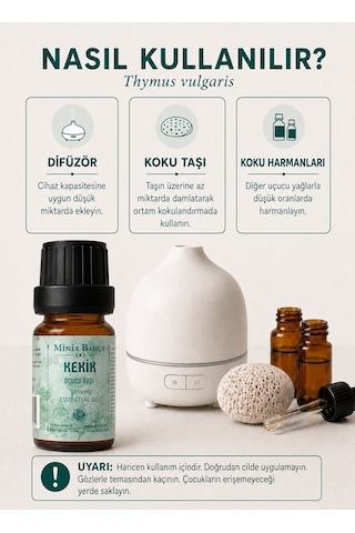 Minia Bahçe Bitki Ve Sanat Atölyesi Saf ve Katkısız Bitkisel Uçucu Kekik Yağı 10 ML