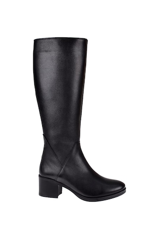 Pullman Hakiki Deri Alçak Topuk Kadın Çizme Sk-92900 Siyah-siyah Siyah