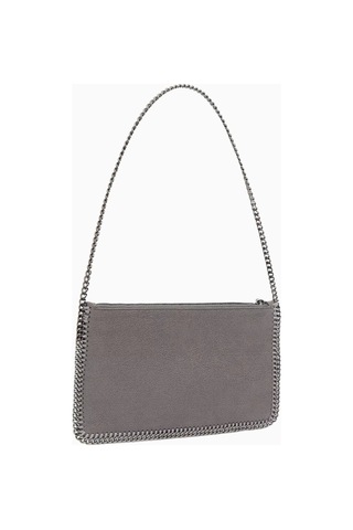 Stella Mccartney Falabella Shaggy Deer, Gri Vegan Deri Zincir Detaylı Lüks Pochette Omuz Çantası