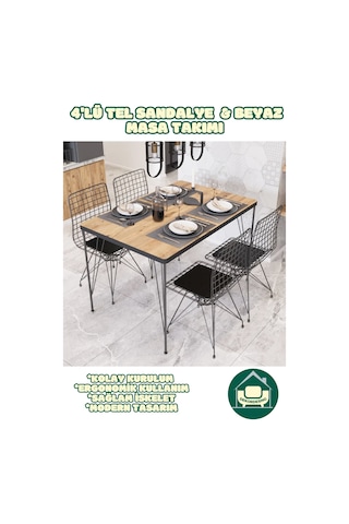 Ceviz 70x110 Cm Masa Tel Sandalyeli Masa Takımı