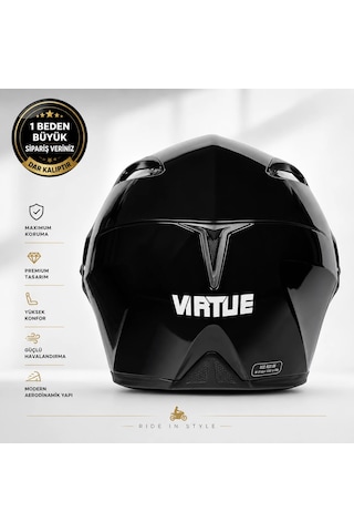 Vrt Çene Açılır Güneş Vizörlü Kask + Plakalık Siyah