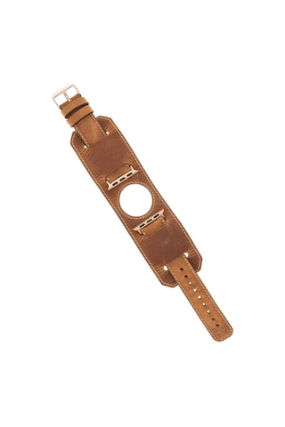 Apple Uyumlu Watch Deri Kordon 42-44-45mm Cuff G19 Taba
