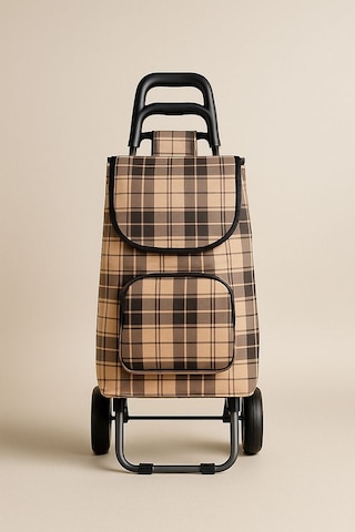 Su Geçirmez Çantalı Katlanabilir Alüminyum Pazar Arabası  Kahverengi