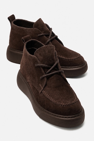 Luvishoes Luvi Shoes Lılya Kahverengi Süet Hakiki Deri Kadın Chukka Bot Süet Kahve