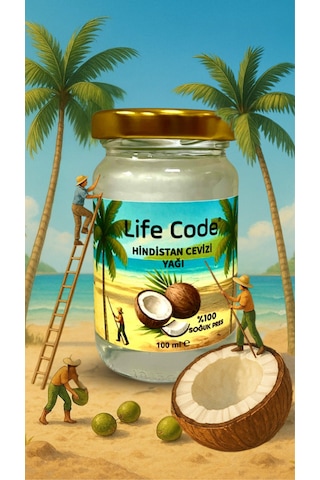 %100 Doğal Soğuk Sıkım Hindistan Cevizi Yağı Coconut Oil 100 ML