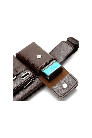 Maoyaya Erkek Ahududu Desenli Cilt Korsan Çanta Kahverengi Kahverengi