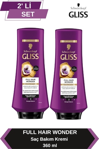 Gliss Full Hair Wonder Dökülme Karşıtı Saç Bakım Kremi 360 Mlx2 Adet set-hnkl-1508-752