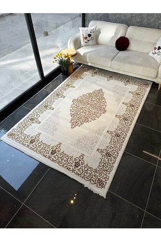 Gold Halı Salon, Oturma, Yatak Odası Halısı Desen Kodu Gd001-060 Altın Sarısı - Krem