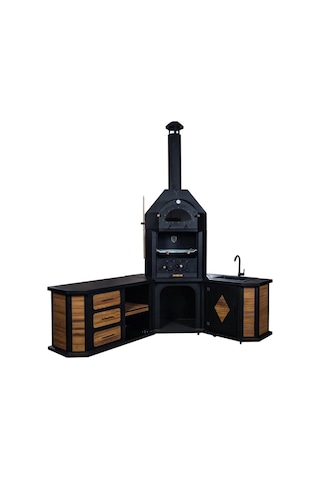 Zs Hermanos Granit Evyeli Avangarde Köşe Fırınlı Barbekü Siyah - Kahverengi