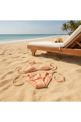 Bonbon Kadın Plaj Giyim Taba Renk Bikini Takım Bb2636 Çok Renkli