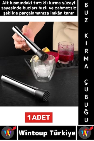 Uzun Ömürlü Ergonomik Tutuş İçecek Kokteyl Bar Meyve Ezme Tırtıklı Zahmetsiz Buz Kırma Çubuğu Çok Renkli