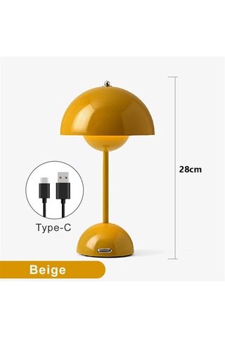 Mantar Çiçek Tomurcuğu Şarj Edilebilir Led Masa Lambası Masa Gece C Sarı