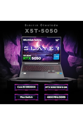 Game Garaj Slayer X5T-5050-C3 i5-13500HX 32 GB 2 TB RTX5050 16" Free Dos Dizüstü Bilgisayar