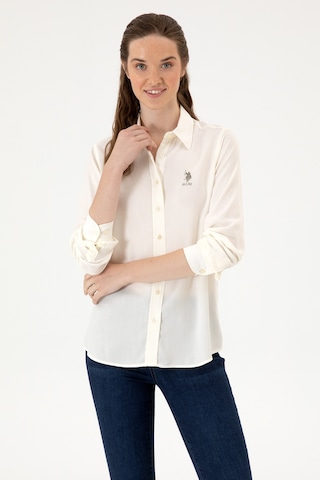 U.S. Polo Assn. Kadın Beyaz Uzun Kollu Gömlek 50316429-VR256