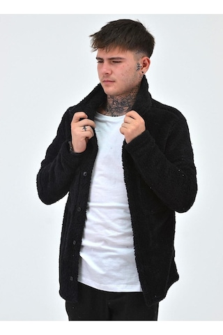 Beybun Boutique Unisex Peluş Polar Hırka Ceket Siyah