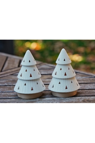 En-cag Modern Çam Ağacı Formlu Tealight Mumluk Seti Yılbaşı Dekoratif Mum Tutucu Bss Çok Renkli