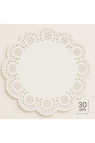 Dolphin Dantel Görünümlü Kağıt Tabak Altlığı - 30 Cm. - Beyaz Dantel Kağıt - 100 Adetlik Paket Beyaz