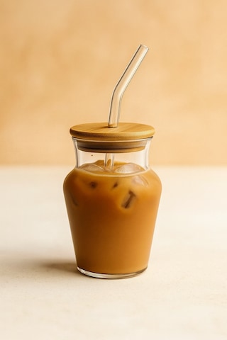 500 Ml Chubby Borosilikat Cam Bardak Bambu Kapaklı, Isıya Dayanıklı, Şeffaf Ve Modern Tasarım Cam - Şeffaf