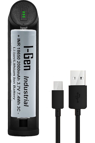 I-gen G101 Akıllı Pil Şarj Aleti + 18650 2000mah 3.7v Li-ion Pil Seti Type-c Giriş Güvenli Şarj