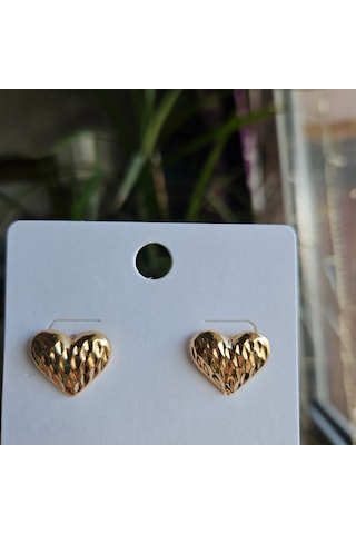 Slowshe-14k Altın Kaplama Kalp Minimal Küpe Gold