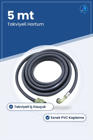 Çamaşır Makinesi Hortumu 5 M Tekli Takviyeli Esnek Pvc Yedek Parç