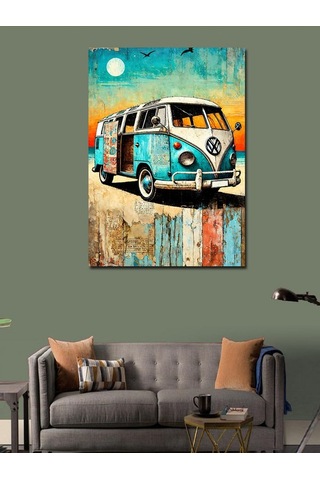Kanvas Tablo Retro Minibüs Ve Yolculuk 70cmx100cm