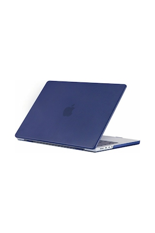 Arabulalaca Apple Uyumlu MacBook Pro 14 A2779 2023 Karbon Desenli Kılıf Mavi