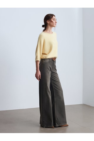 Dilvin 72112 %100 Pamuk Wide Leg Jean-kahve Kahve