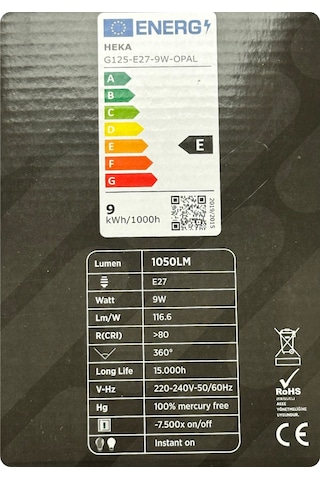 10 Adet Heka 9w 67w 3000k Sarı Işık E27 Duylu Kalın Duy Led Glop G125 Ampul Heka