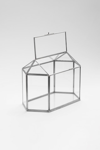 Cam Kart Kutusu Geometrik Fanus Gümüş