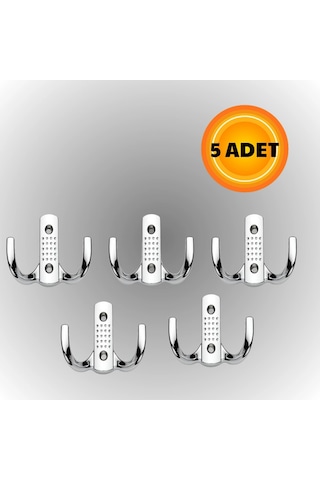 Noktalı Metal Askı Şık Portmanto Askılık Dolap Mobilya Askısı Vidalar Dahil 5 Adet Krom