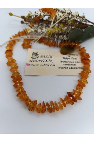 Kehribar Organik Şifa Taşı Taşı Kolye-handmade Özel Tasarım-1032/balık Hediyelik Antik Sarı