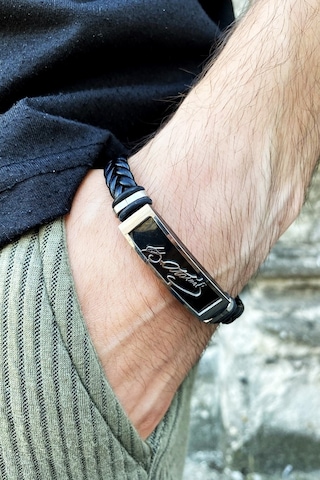 Atatürk İmzalı Deri Kordonlu Çelik Bileklik scb23 Çok Renkli