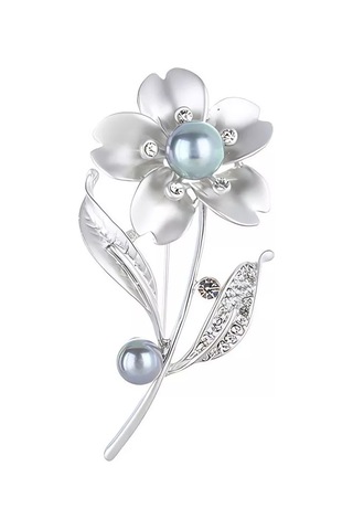 Bijoubijou Broş Çiçek 244261453 Gri
