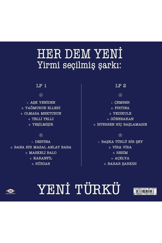 Yeni Türkü Her Dem Avrupa Baskı Mavi Renkli Plak Çift Lp Plak