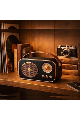 Nostaljik Bluetooth Hoparlör Retro Tasarım 5w Güçlü Ses, Usb Ve Tf Kart Destekli Taşınabilir Mini Hoparlör 1200mah Batarya Vintage Speaker