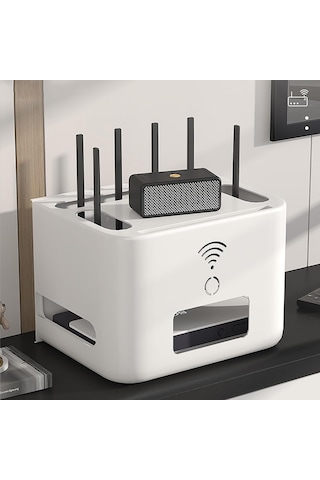 Wi-fi Yönlendirici Kutusu + Kablo Yönetimi 2'si 1 Arada, Organize Güç Şeridi Kablo Hider Rafı, Plastik Organizatör