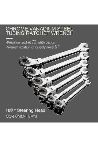 1 Adet Boru Cırcırlı Anahtar 8-19 Mm Boru Cırcırlı Kombine Anahtarlar Çift Uçlu Kate Yağ Anahtarları Dişliler 17 Mm Diğer