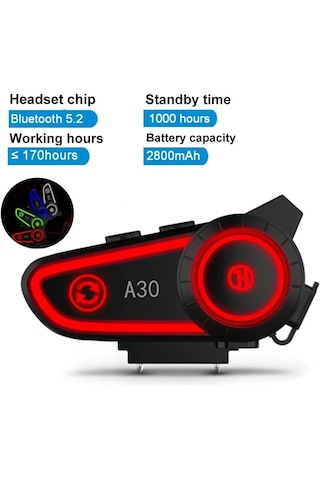 Nvg A30 Motosiklet Kask Kulaklık Intercom Bluetooth V5.3 Işıklı Motorsiklet 2 Eşleşme Özellikli