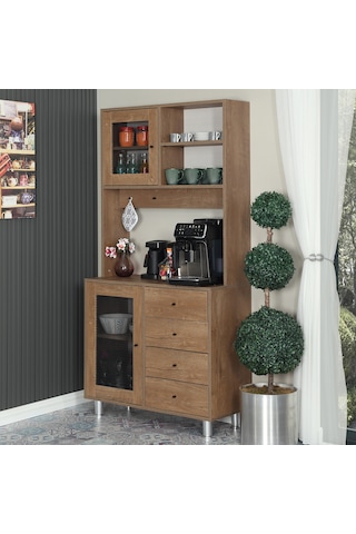 Pasific Home Grano Kahve Köşesi Çok Amaçlı Kiler Dolabı, 96 cm, Koyu Meşe