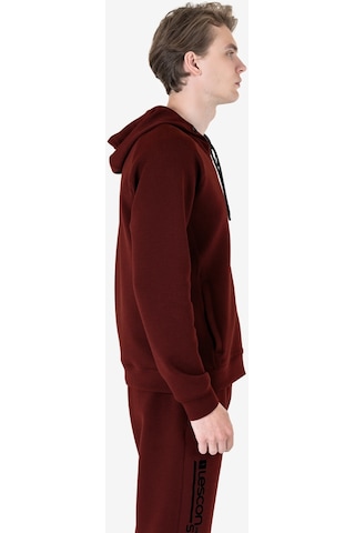 Lescon Bordo Erkek Fermuarlı Kapüşonlu Sweatshirt 23n-1121