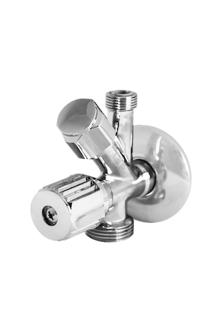 Dual Kromlu Çatallı Taharet Ara Kesme Musluk Krom